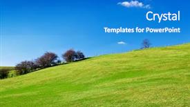  Presentation with green and purple mardi gras - Cool new presentation theme with grassy green hill backdrop and a teal colored foreground