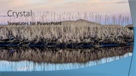  Presentation with marsh - PPT theme featuring grassy-marsh-along-a-hillside background and a soft green colored foreground