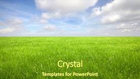  Presentation with subtle blue green - Audience pleasing presentation theme consisting of grassy meadow - green grass field with bright backdrop and a tawny brown colored foreground