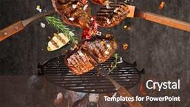  Presentation with hot air balloons racing - Cool new slides with grate and tasty meats flying backdrop and a tawny brown colored foreground