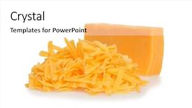  Presentation with cheddar - Beautiful PPT theme featuring grated cheddar cheese on white backdrop and a white colored foreground