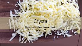  Presentation with shredded cheese - Audience pleasing PPT theme consisting of grated cheese on a chopper backdrop and a soft green colored foreground