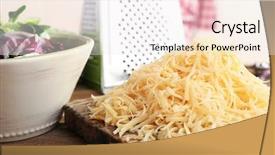  Presentation with wooden board for oktoberfest - Slide set having grated cheese on wooden cutting background and a white colored foreground