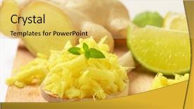  Presentation with lemon lime - Audience pleasing PPT layouts consisting of grated fresh ginger with lime backdrop and a yellow colored foreground