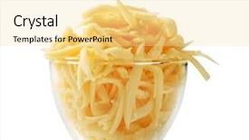  Presentation with cheddar - Presentation having grated yellow cheese background and a blonde colored foreground
