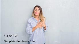  Presentation with young grey maine coon cat - Slides with grateful gesture on face health background and a lemonade colored foreground