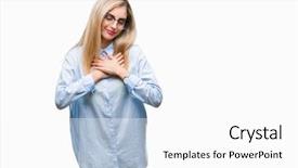  Presentation with chest - Cool new PPT theme with grateful gesture on face health backdrop and a white colored foreground