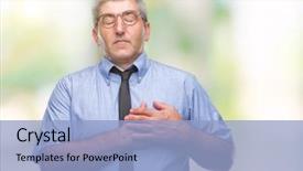  Presentation with chest - PPT theme consisting of grateful gesture on face health background and a  colored foreground