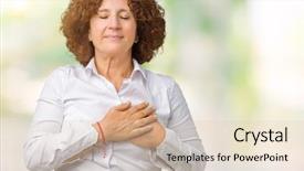  Presentation with businees - Presentation theme with grateful gesture on face health background and a  colored foreground