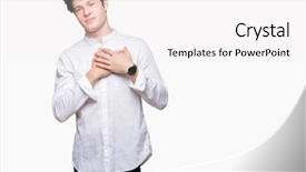  Presentation with chest - Amazing slide set having grateful gesture on face health backdrop and a white colored foreground