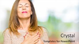  Presentation with chest - Cool new theme with gratefull - beautiful middle age woman wearing backdrop and a  colored foreground