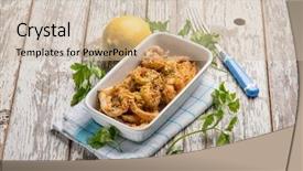  Presentation with lemon - Theme with gratefulness - rings squid with parsley background and a soft green colored foreground