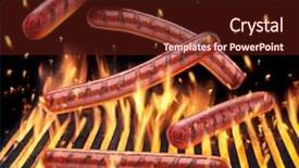  Presentation with sausages - Colorful presentation design enhanced with gratefulness - sausages falling on the burning backdrop and a tawny brown colored foreground