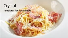 Presentation with wine cheese - Presentation design with gratefulness - yummy spaghetti carbonara with grated background and a lemonade colored foreground