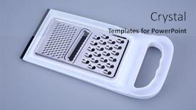  Presentation with gray - Presentation design enhanced with grater-for-vegetables background and a light blue colored foreground