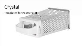  Presentation with stainless steel - Audience pleasing slide deck consisting of plastic shredder - grater in stainless steel isolated backdrop and a white colored foreground