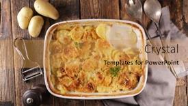  Presentation with potato - Slide deck with gratin-dauphinois-baked-potato background and a gold colored foreground