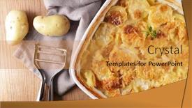  Presentation with cream - PPT theme having gratin-dauphinois-baked-potato background and a gold colored foreground
