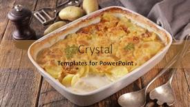  Presentation with cream - Audience pleasing slides consisting of gratin-dauphinois-baked-potato backdrop and a gold colored foreground