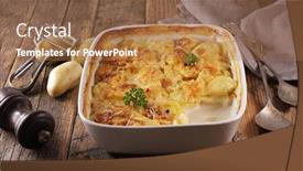  Presentation with potato - Cool new PPT theme with gratin-dauphinois-baked-potato backdrop and a coral colored foreground