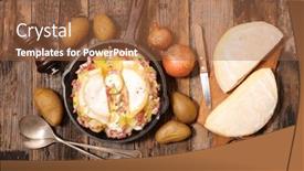  Presentation with potato - Presentation consisting of gratin-with-potato-and-cheese background and a red colored foreground