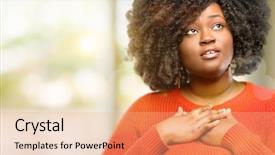  Presentation with sympathy - Audience pleasing slide deck consisting of gratitude - beautiful african woman having charming backdrop and a coral colored foreground