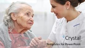  Presentation with caregiver - Cool new PPT layouts with gratitude - senior woman with her caregiver backdrop and a light gray colored foreground