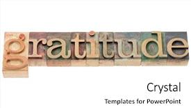  Presentation with gratitude - Cool new PPT theme with gratitude word - isolated word backdrop and a  colored foreground