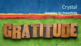  Presentation with vintage paper - Slide deck with gratitude-word-in-vintage-letterpress background and a ocean colored foreground