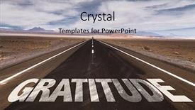 Presentation with gratitude - Amazing PPT theme having gratitude written on desert road backdrop and a light gray colored foreground