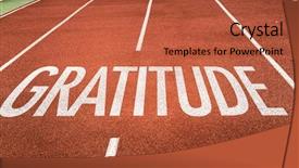  Presentation with gratitude - Amazing slide deck having gratitude written on running track backdrop and a red colored foreground