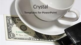  Presentation with cash - Presentation theme with gratuity - closeup of empty tea background and a light gray colored foreground