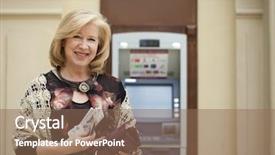  Presentation with machine shop - Slide set enhanced with gratuity - mature blonde woman counting money background and a  colored foreground