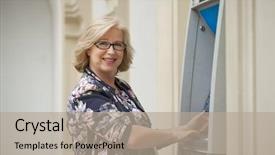  Presentation with machine shop - Beautiful theme featuring gratuity - mature blonde woman counting money backdrop and a mint green colored foreground