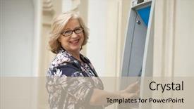  Presentation with machine shop - Cool new PPT layouts with gratuity - mature blonde woman counting money backdrop and a mint green colored foreground