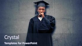  Presentation with medical student - PPT theme having grauaite medical education - young african graduate student black background and a navy blue colored foreground