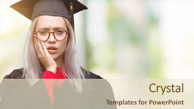  Presentation with illness - Beautiful presentation theme featuring grauaite medical education - young blonde woman wearing graduate backdrop and a lemonade colored foreground