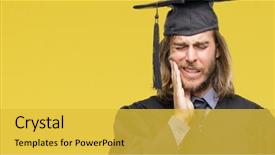  Presentation with special education young adult man - Beautiful theme featuring grauaite medical education - young handsome graduated man backdrop and a yellow colored foreground
