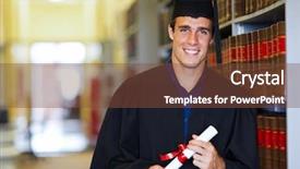  Presentation with graduation black graduate hat - Presentation design consisting of grauaite univrsity - handsome male graduate wearing graduation background and a tawny brown colored foreground