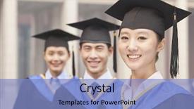  Presentation with university of derby - Beautiful PPT theme featuring grauaite univrsity - three university graduates smiling backdrop and a light blue colored foreground