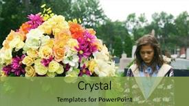  Presentation with lonely - Cool new PPT theme with young girl visiting a grave backdrop and a yellow colored foreground