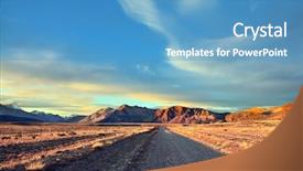  Presentation with road light - PPT theme featuring gravel road between boundless background and a teal colored foreground