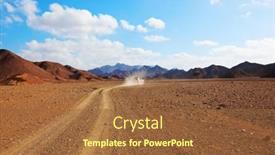  Presentation with savannah - Beautiful PPT theme featuring gravel-road-in-african-savannah backdrop and a tawny brown colored foreground