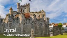  Presentation with belgium - Presentation design consisting of gravensteen-castle-in-gent-belgium background and a tawny brown colored foreground