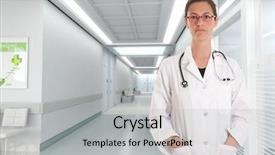  Presentation with waiting room - Beautiful PPT layouts featuring female doctor in a hospital backdrop and a light gray colored foreground