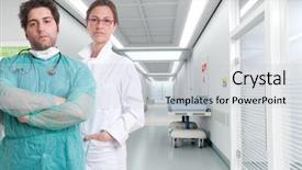  Presentation with hospital - PPT theme with housing subdivision - expensive home in exclusive neighborhood background and a  colored foreground.