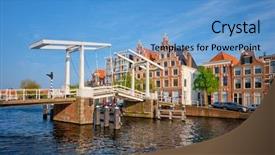 Presentation with cable stayed bridge over river - Amazing slide set having gravestenenbrug bridge on spaarne river backdrop and a teal colored foreground