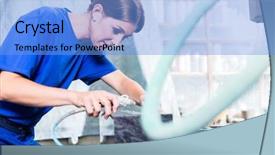  Presentation with compressed air - Presentation design consisting of stone carver working on gravestone background and a light blue colored foreground