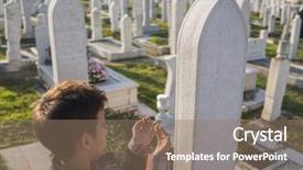  Presentation with cemetery - Beautiful presentation theme featuring graveyard - kid visiting graves at muslim backdrop and a coral colored foreground