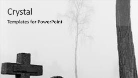  Presentation with film - Audience pleasing theme consisting of graveyard with rows of crosses backdrop and a white colored foreground